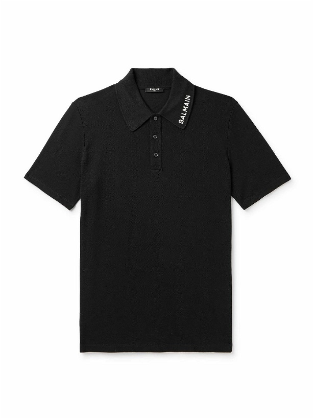 Photo: Balmain - Logo-Embroidered Cotton-Piqué Polo Shirt - Black