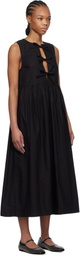 GANNI Black Cotton Poplin Midi Dress