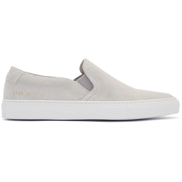 Photo: Common Projects Grey Suede Slip-On Sneakers 