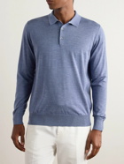 Caruso - Wool, Silk and Cashmere-Blend Polo Shirt - Blue