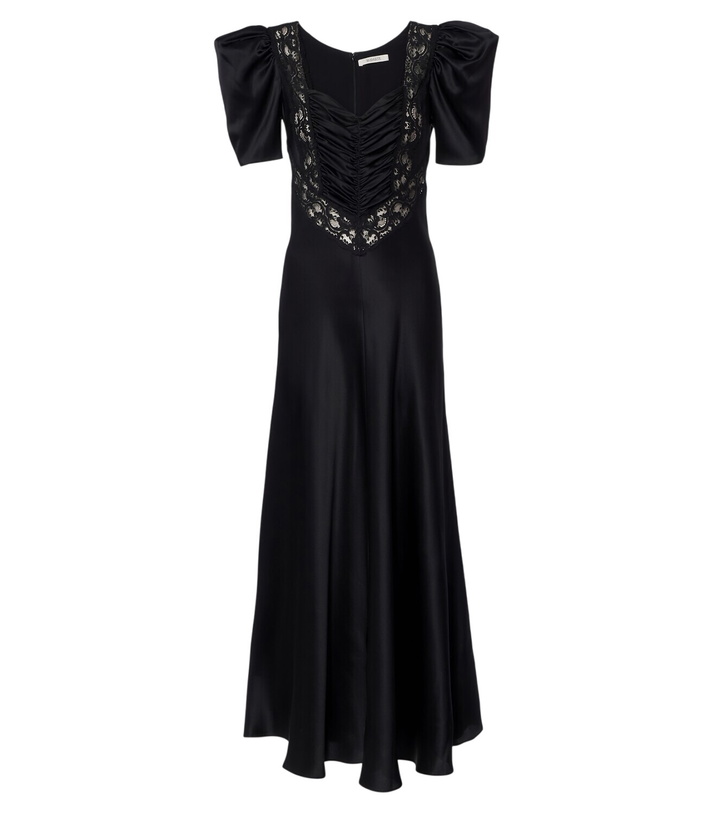 Photo: Rodarte Lace-trimmed ruched silk satin gown