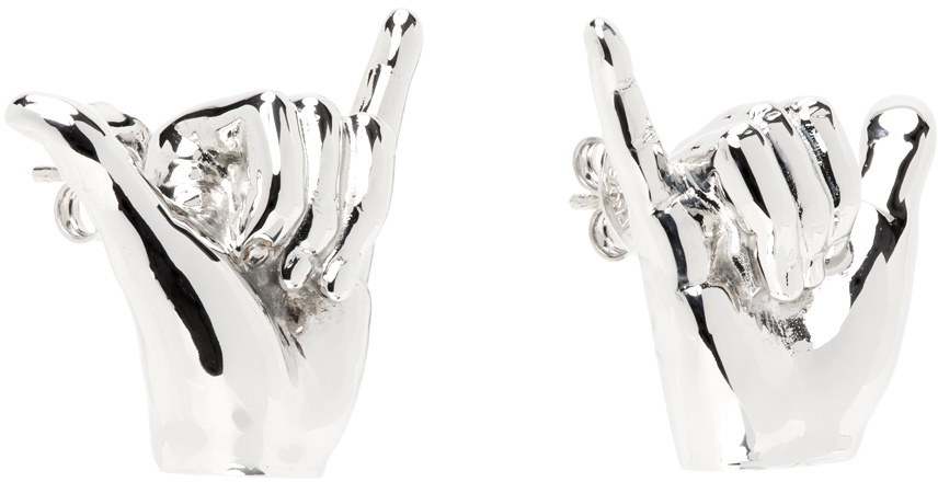 Y/Project Silver Mini Shaka Earrings