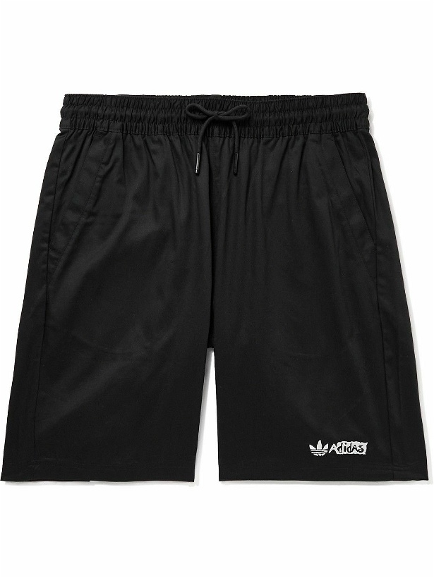 Photo: adidas Originals - Straight-Leg Cotton-Twill Drawstring Shorts - Black
