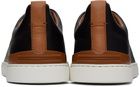 ZEGNA Black & Brown Deerskin Triple Stitch Sneakers