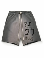 RRR123 - INRI Enemy Straight-Leg Embellished Cotton-Jersey Drawstring Shorts - Gray