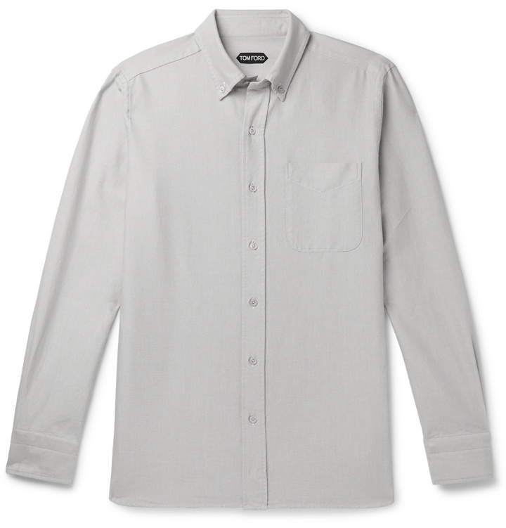 Photo: TOM FORD - Slim-Fit Button-Down Collar Cotton Oxford Shirt - Gray