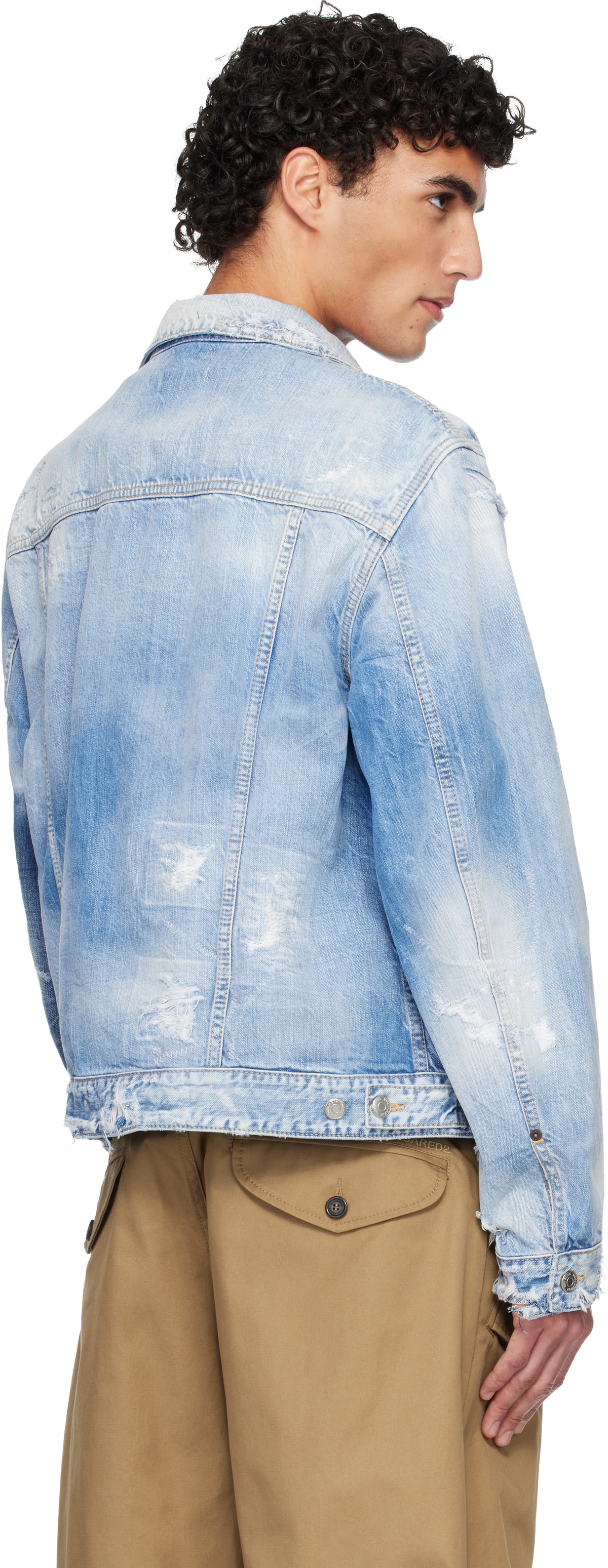 Dsquared2 Blue Light Ripped Wash '70s Denim Jacket