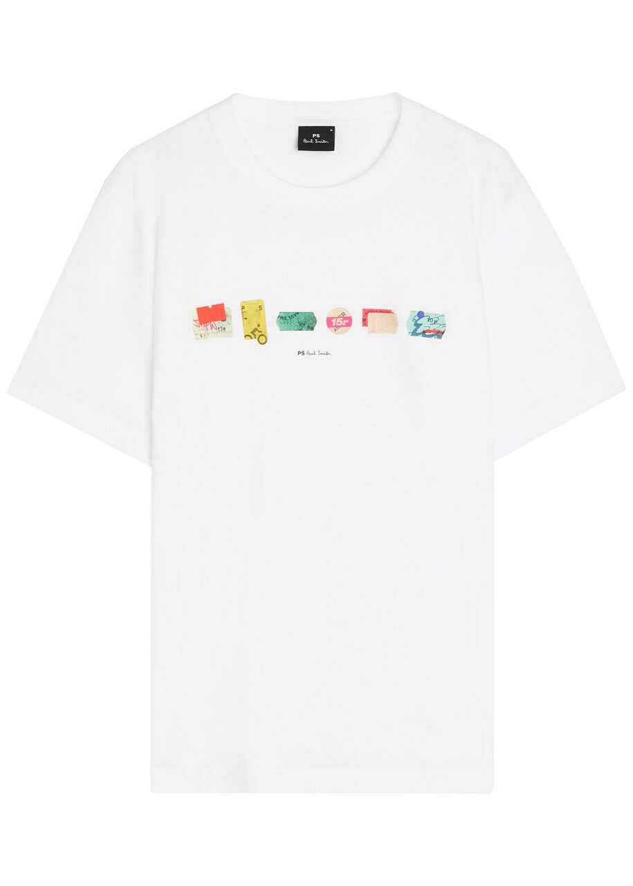 PS Paul Smith In A Row Printed Cotton T-shirt White
