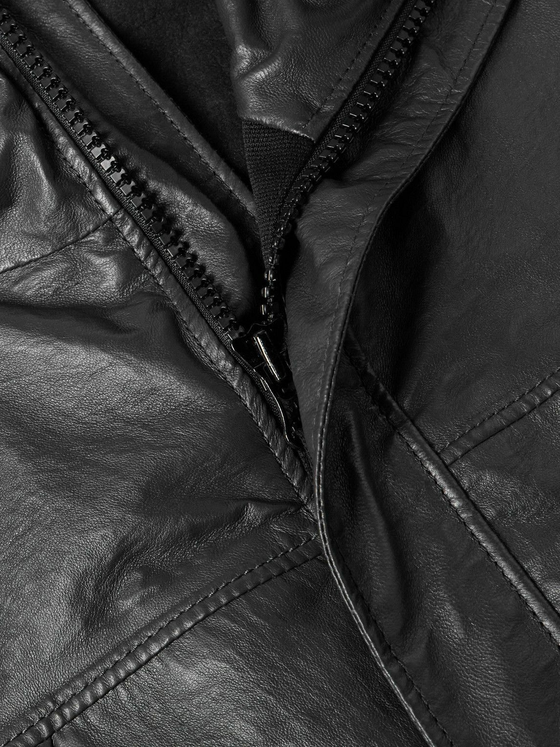 Stone Island - Logo-Appliquéd Paneled Textured Leather Hooded Jacket - Gray