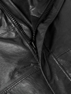 Stone Island - Logo-Appliquéd Paneled Textured Leather Hooded Jacket - Gray