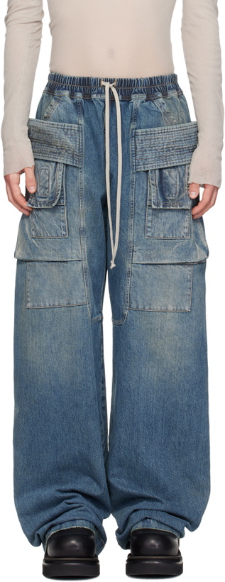 Photo: Rick Owens DRKSHDW Blue Temple Wide Creatch Cargo Jeans
