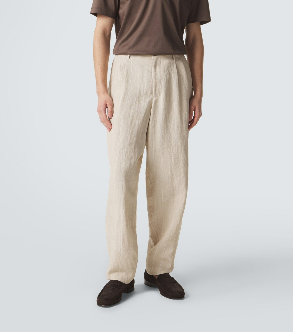 Giorgio Armani Pinstripe linen wide-leg pants Giorgio Armani