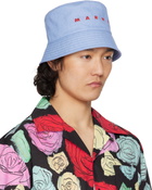 Marni Blue Embroidered Logo Denim Bucket Hat