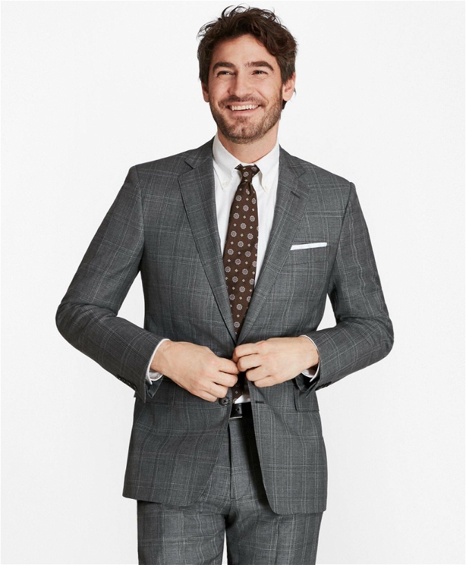 Photo: Brooks Brothers Men's Regent Fit Plaid 1818 Suit | Light Grey