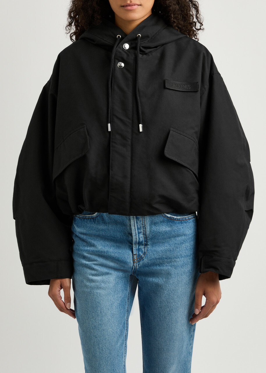 Jacquemus La Parka Courte Caraco Hooded Canvas Jacket Black