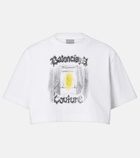 Balenciaga Printed cropped cotton jersey T-shirt
