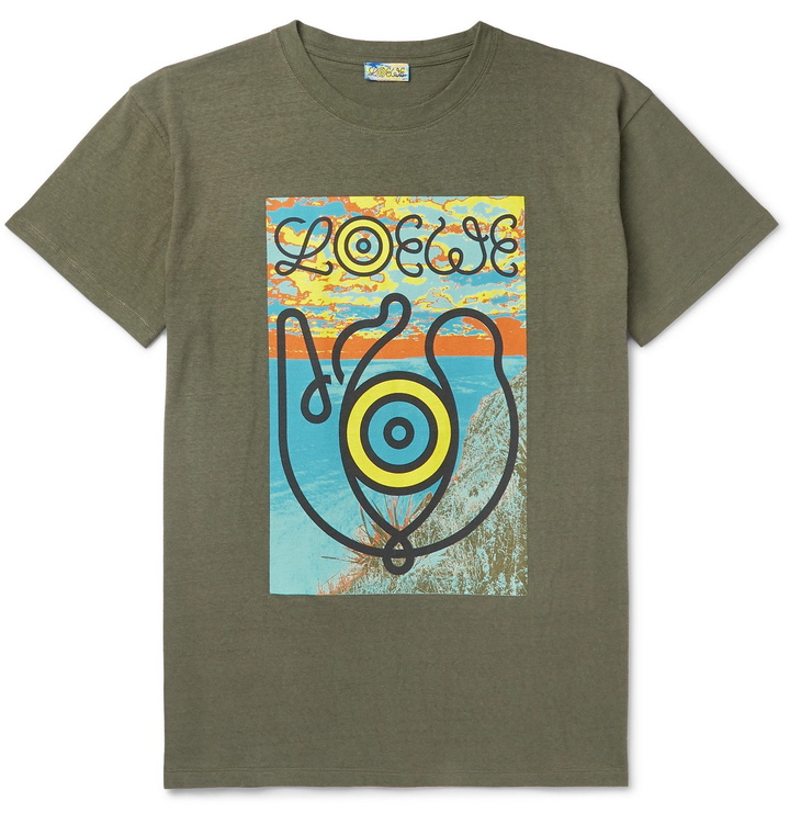 Photo: Loewe - Eye/LOEWE/Nature Printed Slub Cotton-Jersey T-Shirt - Green