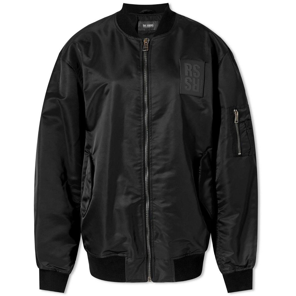 Raf Simons Women's Classic Leather Patch Bomber Jacket in Black Raf Simons