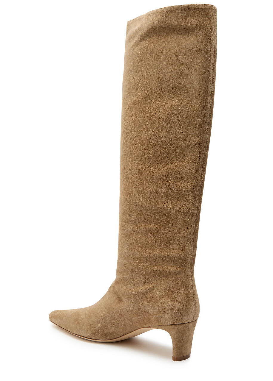 Staud Wally Suede Knee-high Boots Beige