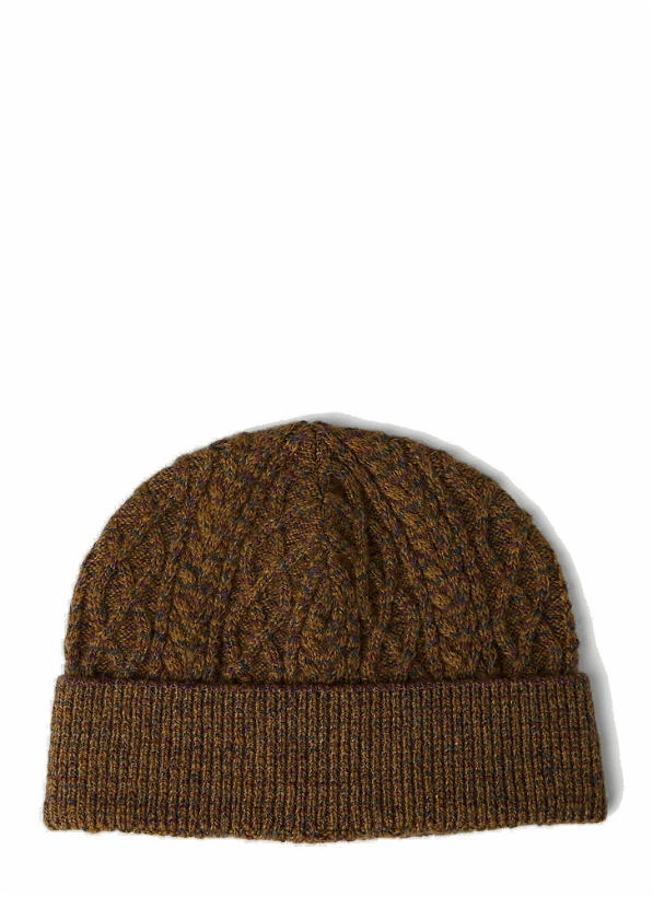 Photo: Mixed Knit Beanie Hat in Brown