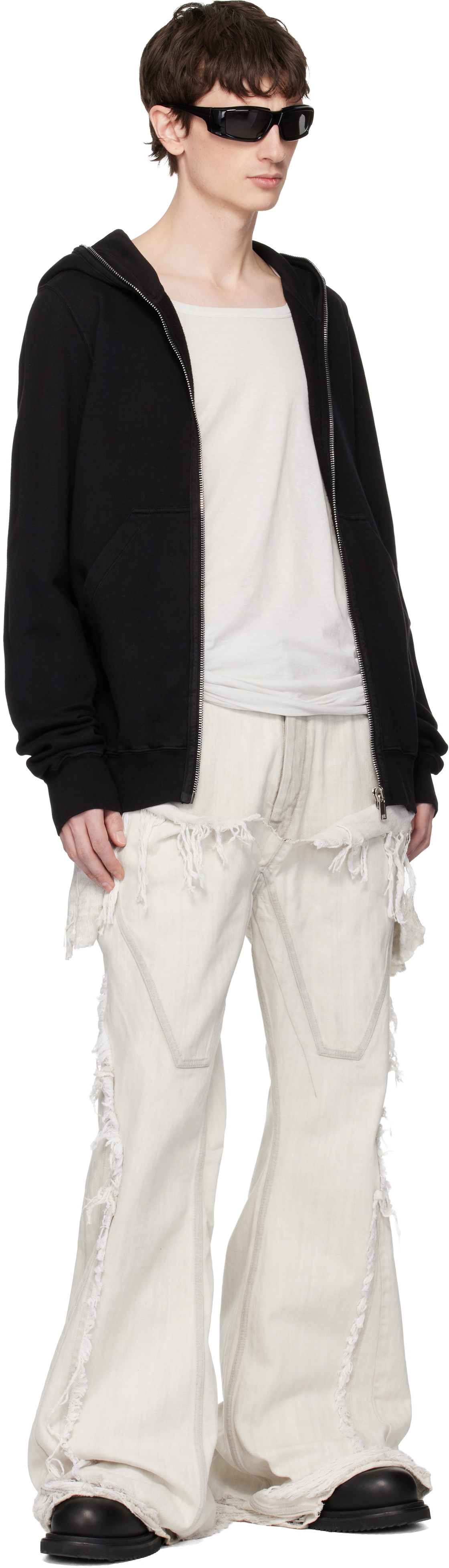 Rick Owens DRKSHDW Black Zip-Up Fleece Hoodie