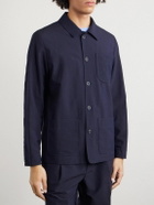 Altea - Virgin Wool-Blend Seersucker Overshirt - Blue