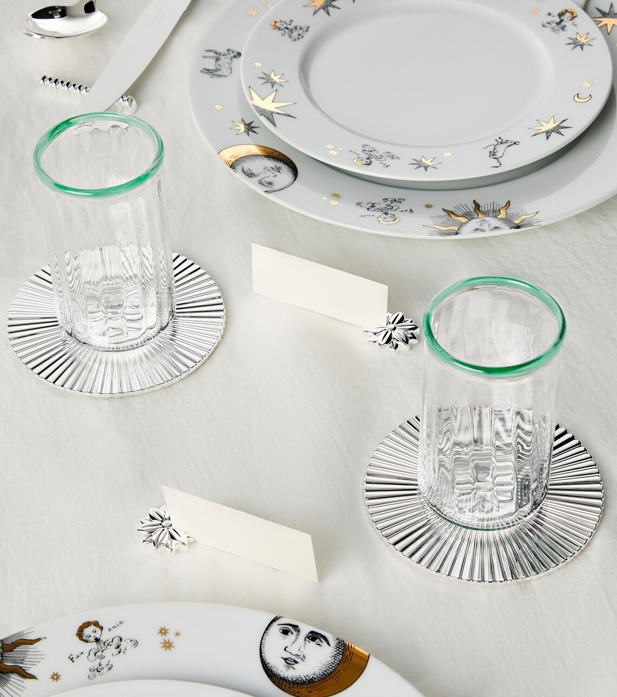 Christofle Malmaison set of 2 silver-plated coasters