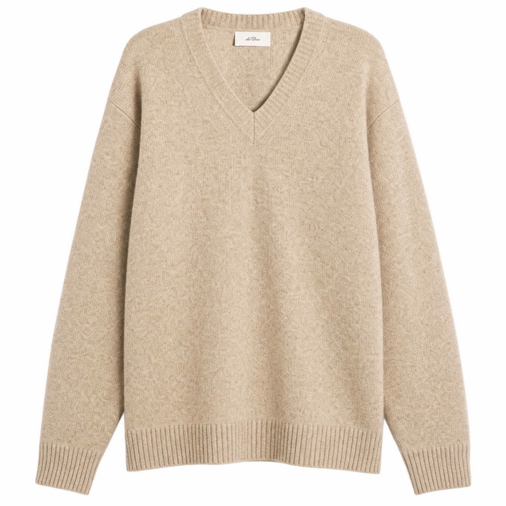 Photo: Les Deux Men's Melange V-Neck Jumper in Light Sand Melange