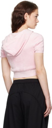 alexanderwang.t Pink Cropped Zip-Up Hoodie
