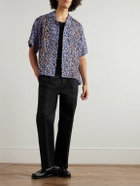 Wacko Maria - Convertible-Collar Leopard-Print Lyocell Shirt - Blue