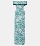 Markarian Clover floral off-shoulder brocade gown