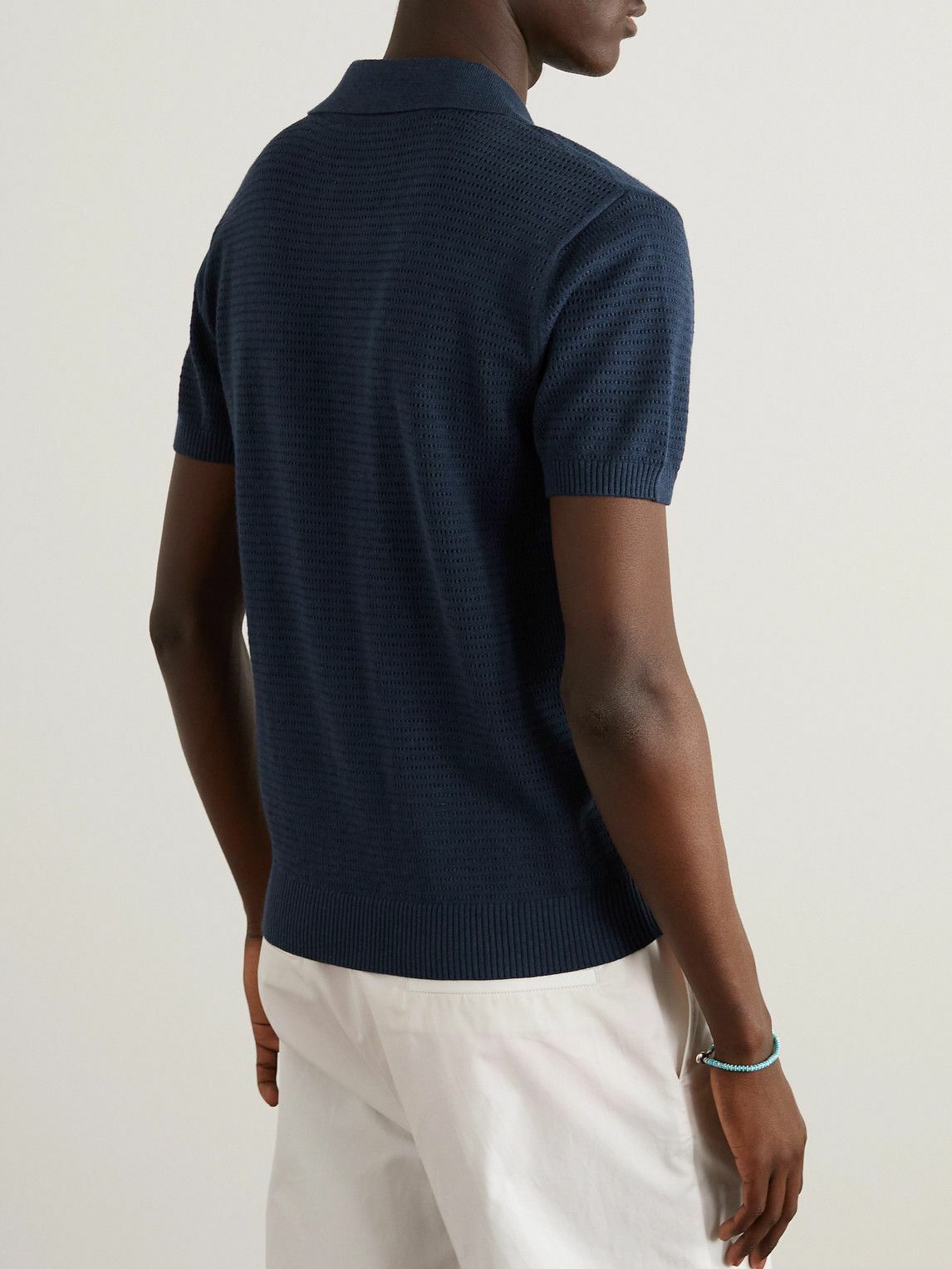 Frescobol Carioca - Clemente Pointelle-Knit Cotton Polo Shirt - Blue ...