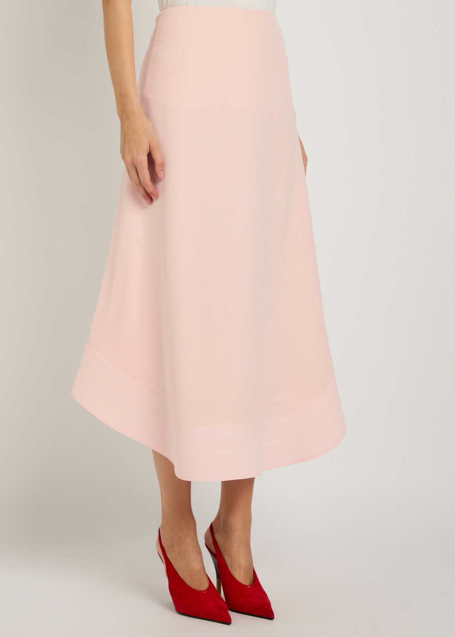 Stella Mccartney Asymmetric Crepe Midi Skirt Light Pink