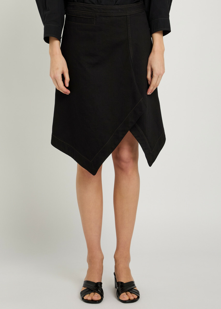 Lemaire Asymmetric Denim Mini Skirt Black