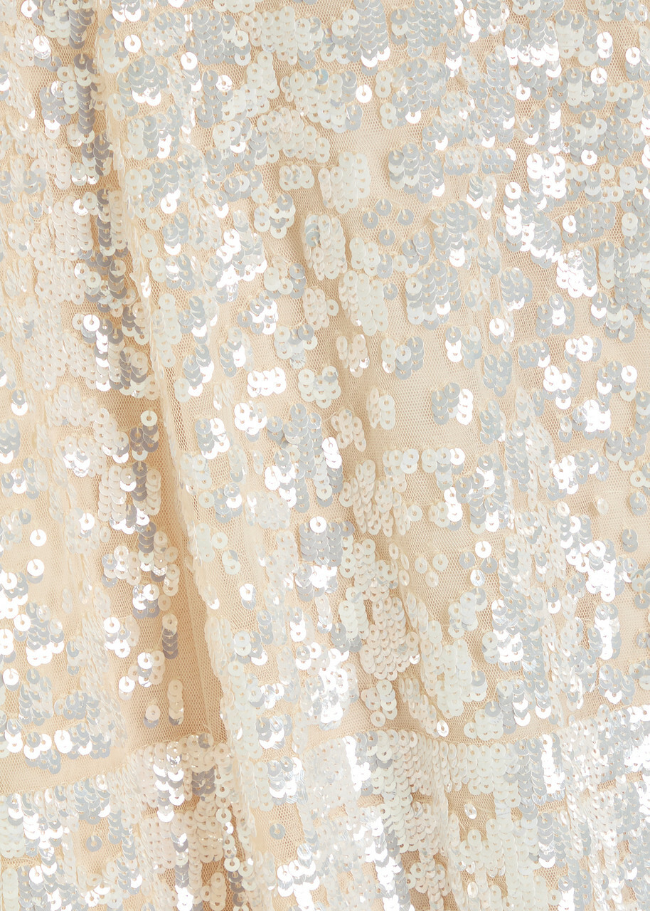 Needle & Thread Aurora Sequin-embellished Gown Cream