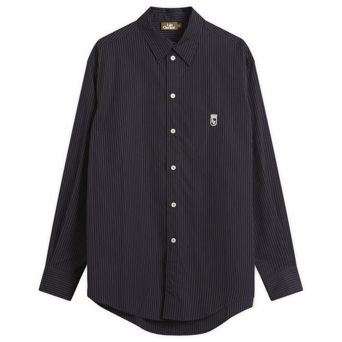 Late Checkout Men's Pinstripe Western Shirt in Navy