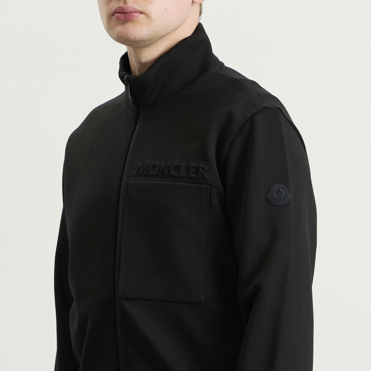 Moncler Men's Fleece Zip Up Jacket in Black