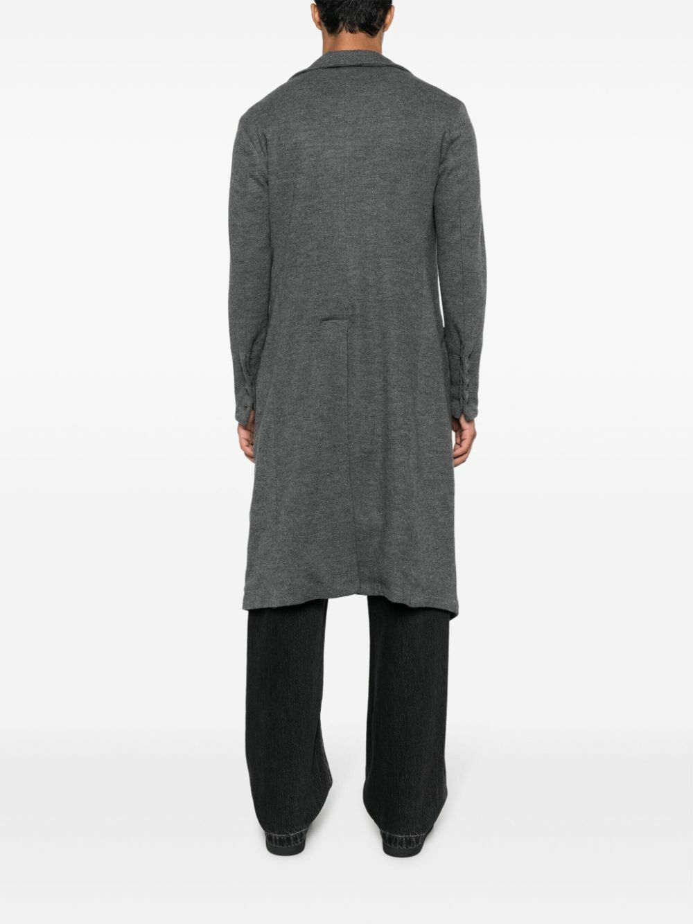 Greg Lauren Grey Wool Long Cardi-Coat