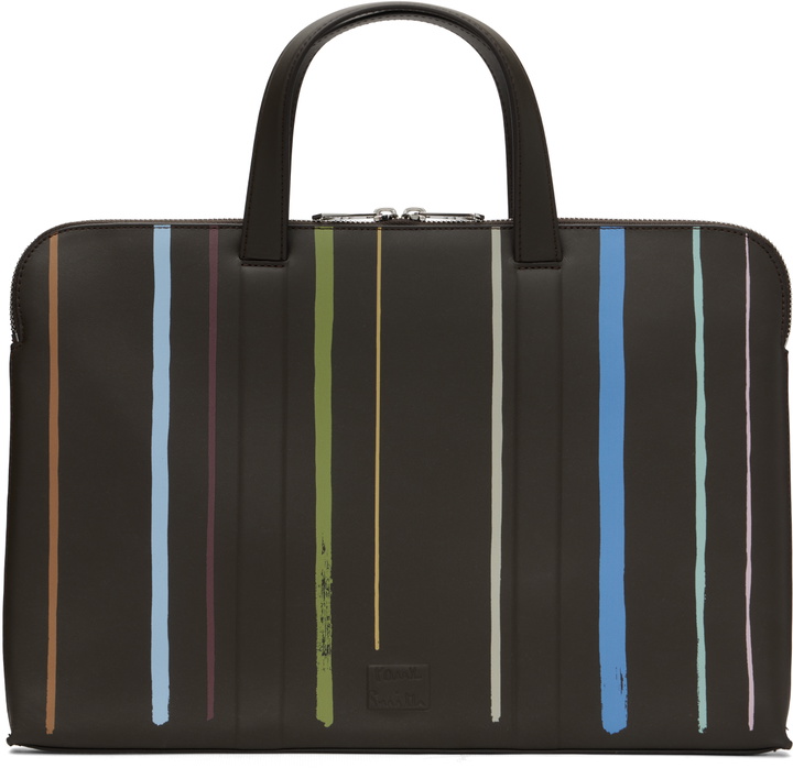 Photo: Paul Smith Brown 'Painted Stripe' Slim Leather Folio Briefcase