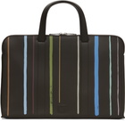 Paul Smith Brown 'Painted Stripe' Slim Leather Folio Briefcase