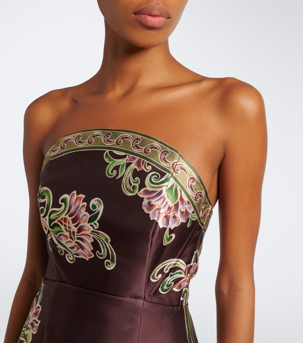 Alémais Josie floral strapless bustier dress