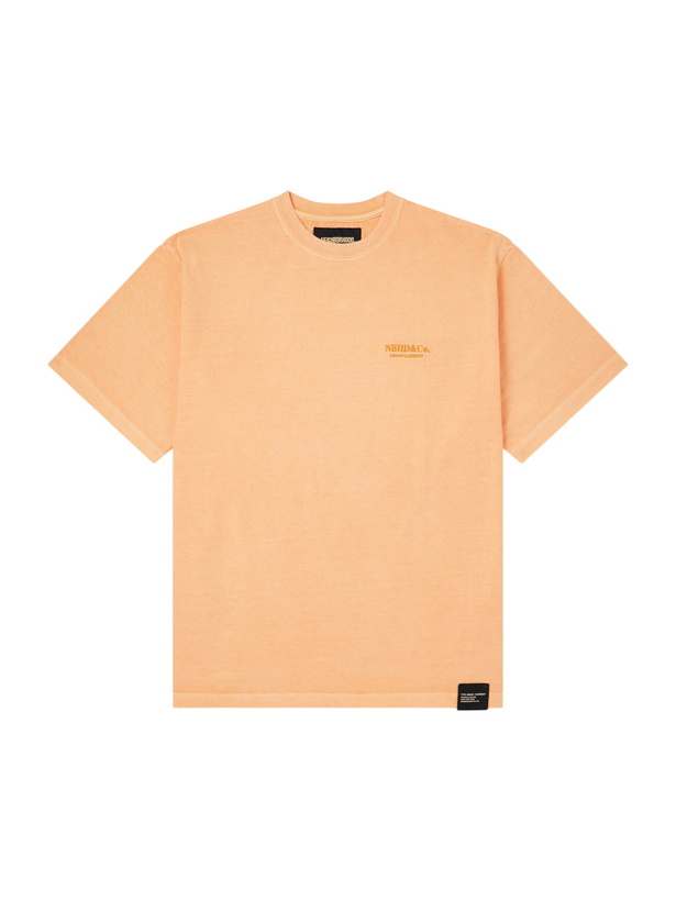 Photo: Neighborhood - Logo-Embroidered Cotton-Jersey T-Shirt - Orange