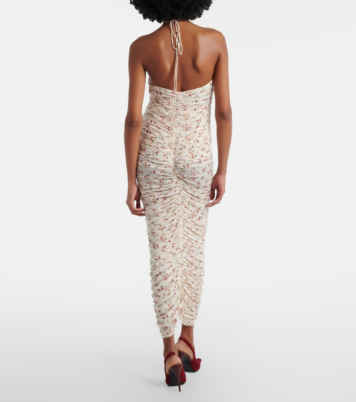 Magda Butrym Floral-appliqué ruched midi dress