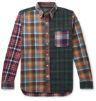 Beams Plus - Button-Down Collar Checked Patchwork Cotton-Flannel Shirt - Yellow