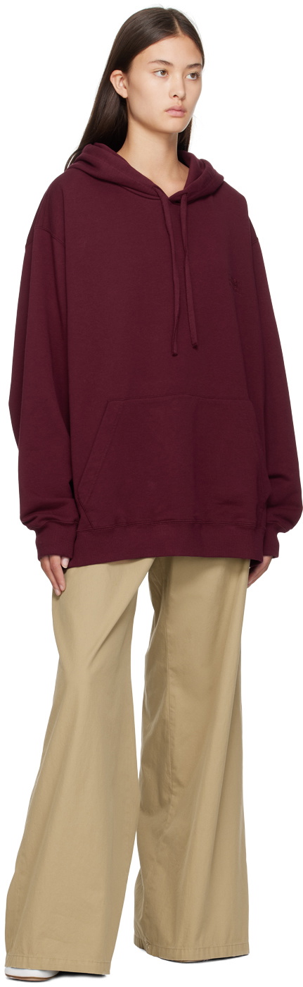 MM6 Maison Margiela Burgundy Embroidered Hoodie