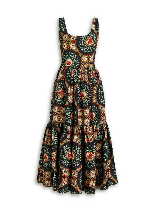 Photo: LA Double J Capri Printed Satin-twill Midi Dress Multicoloured