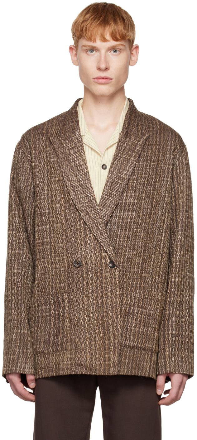 Karu Research Brown Double-Breasted Blazer Karu Research