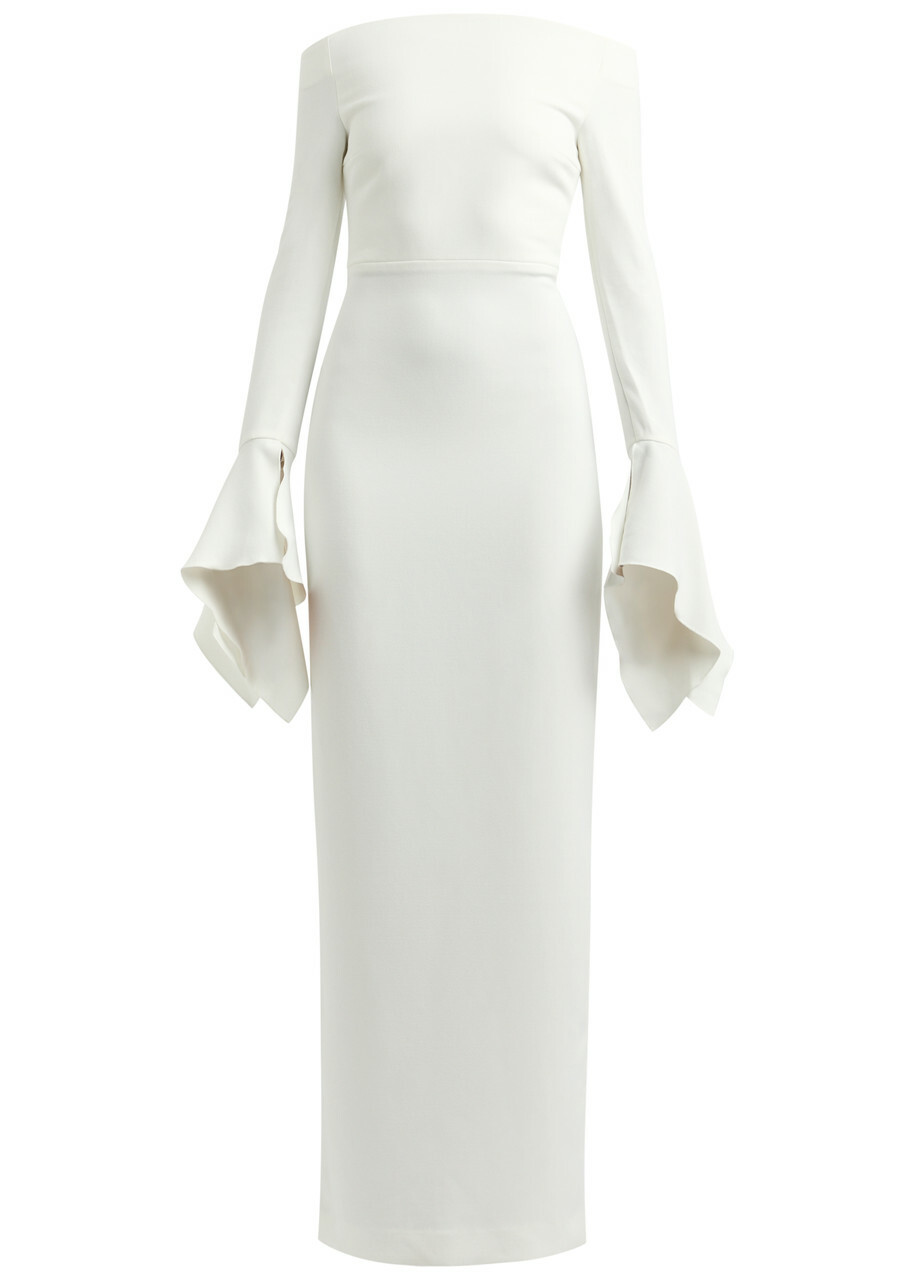 Solace London Amalie Off-the-shoulder Crepe Gown Cream