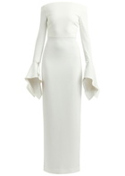 Solace London Amalie Off-the-shoulder Crepe Gown Cream
