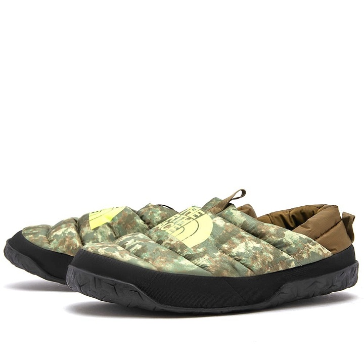 Photo: The North Face Men's Nuptse Mule in Military Olive/Stippled Camo/Led Yellow